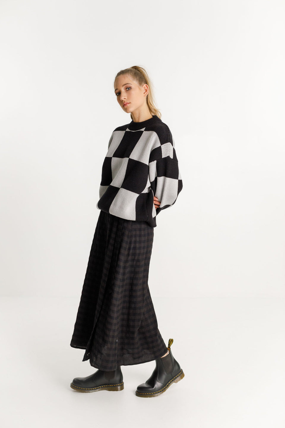 Thing Thing Cleo Check It Jumper Black/Grey