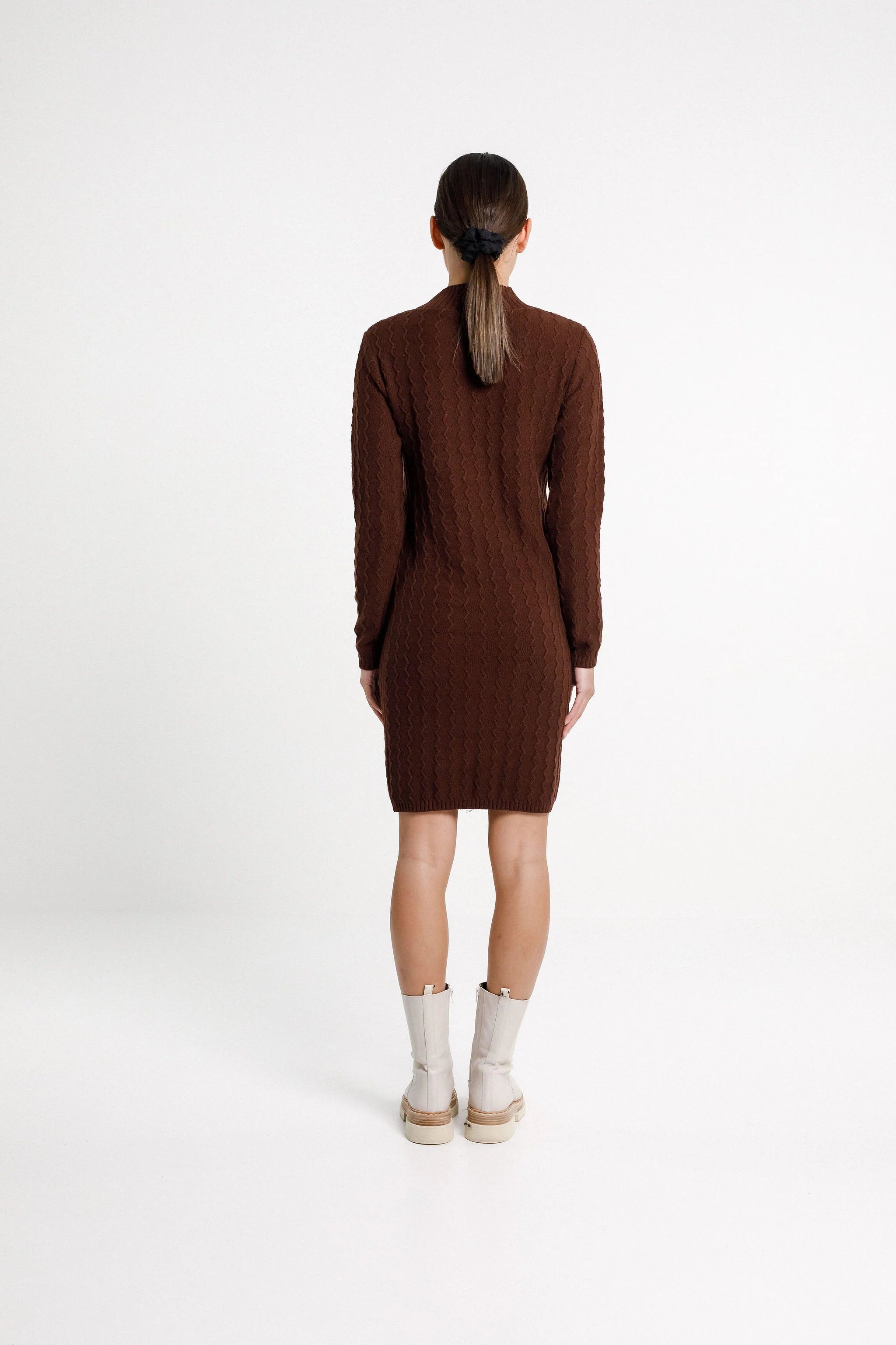 Thing Thing ZigZag Turtle Neck Dress - Chocolate - Stencil