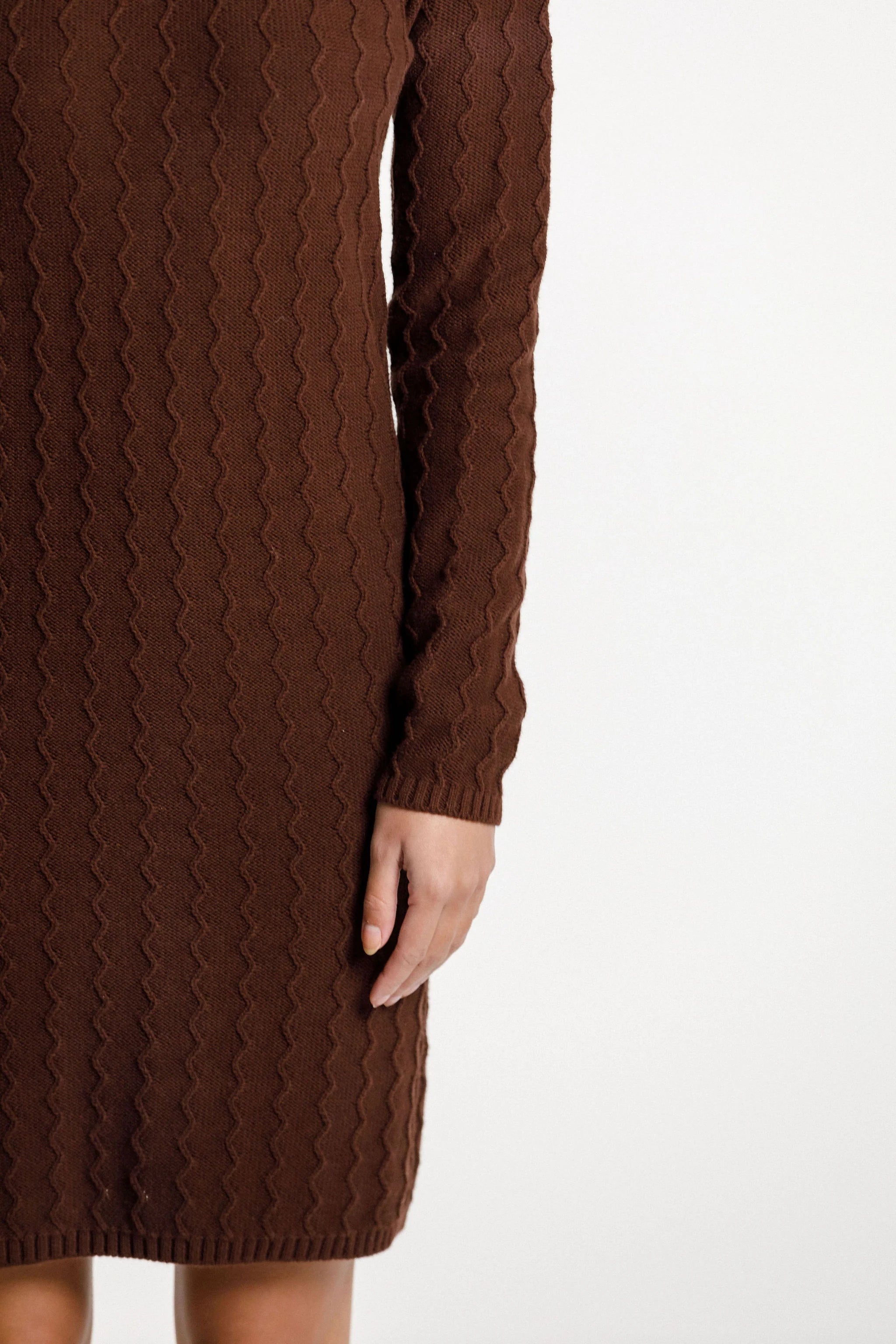 Thing Thing ZigZag Turtle Neck Dress - Chocolate - Stencil