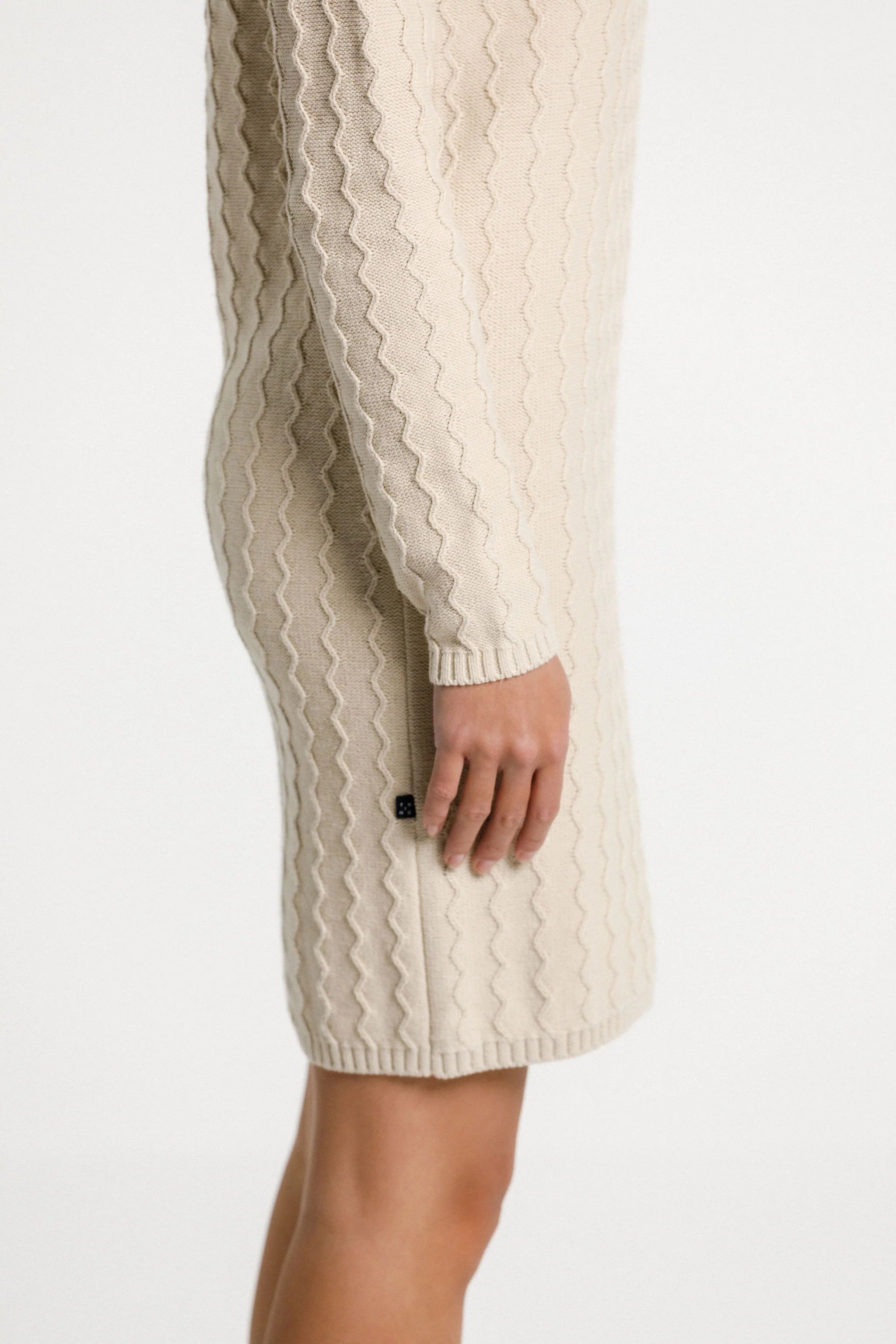Thing Thing ZigZag Turtle Neck Dress - Latte - Stencil