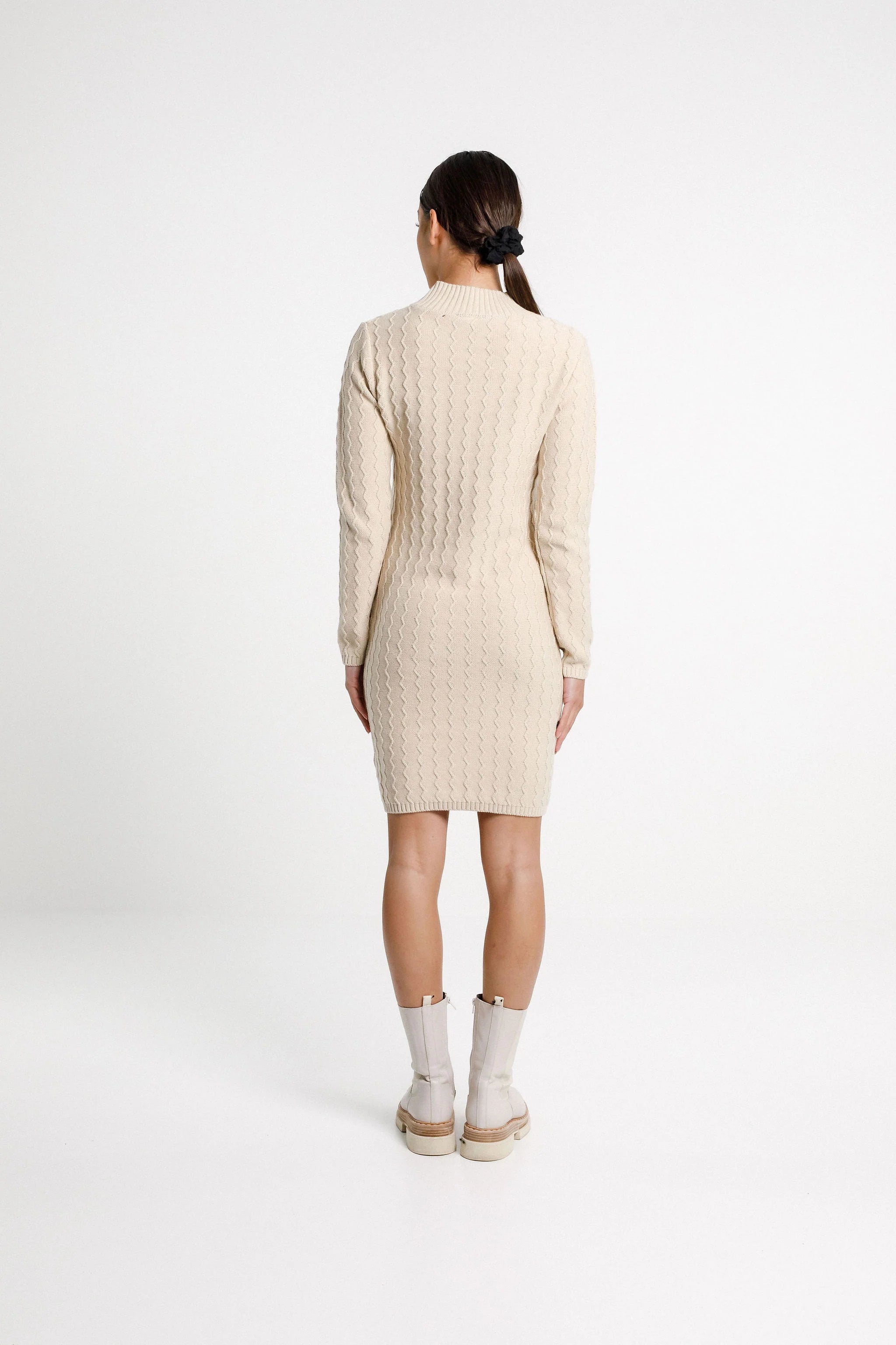 Thing Thing ZigZag Turtle Neck Dress - Latte - Stencil