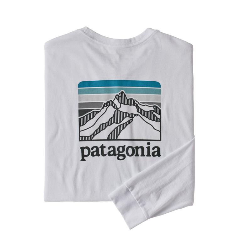Patagonia Mens L/S Line Logo Ridge Responsibili Tee White