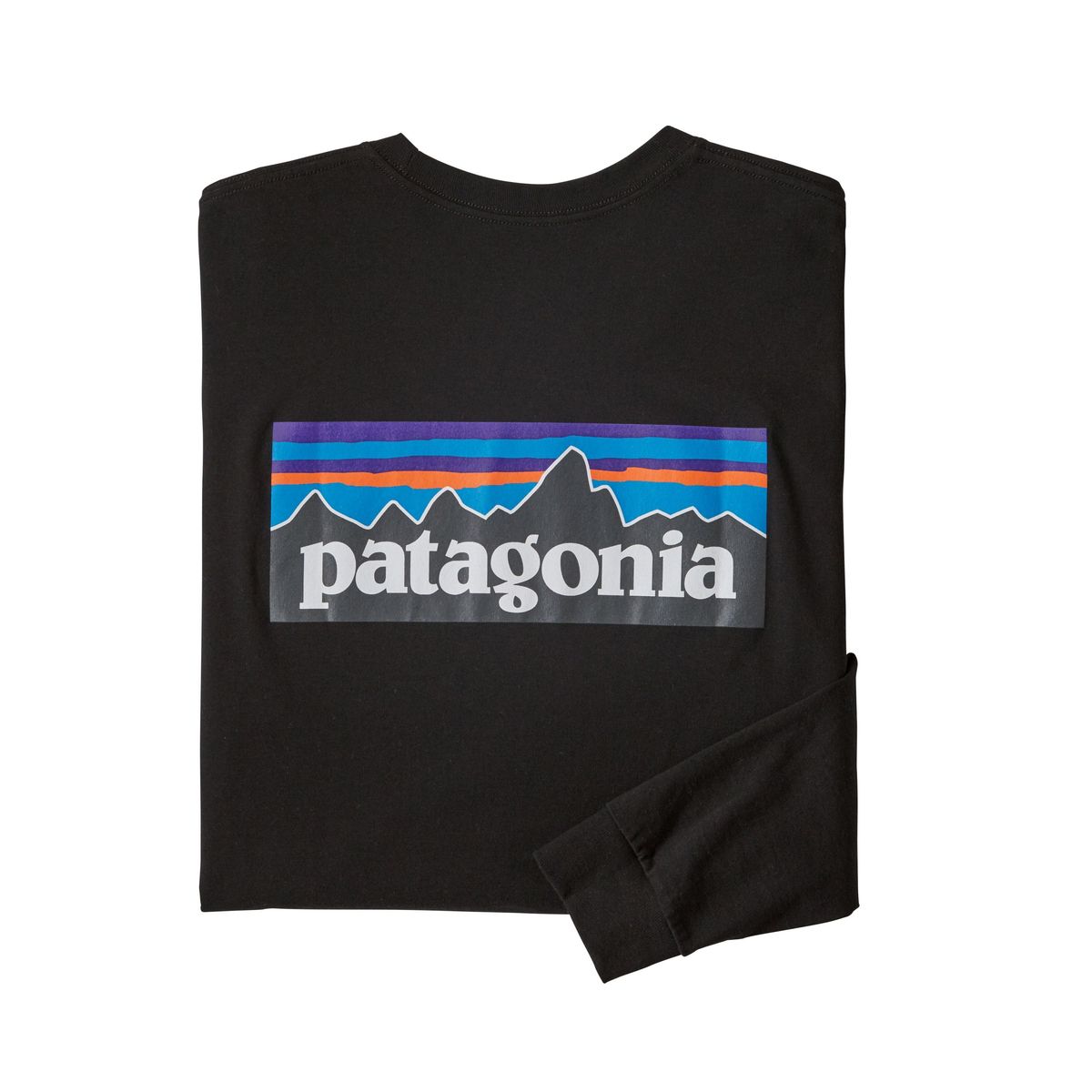 Patagonia Mens L/S P6 Logo Responsibili Tee Black - Stencil