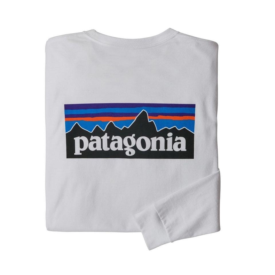 Patagonia Mens L/S P6 Responsibili Tee White - Stencil