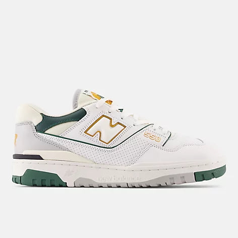 New Balance 550 White with nightwatch green and grey