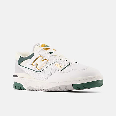 New Balance 550 White with nightwatch green and grey
