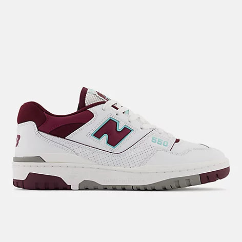 New Balance 550 White with burgundy