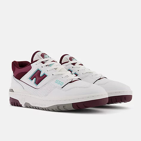 New Balance 550 White with burgundy