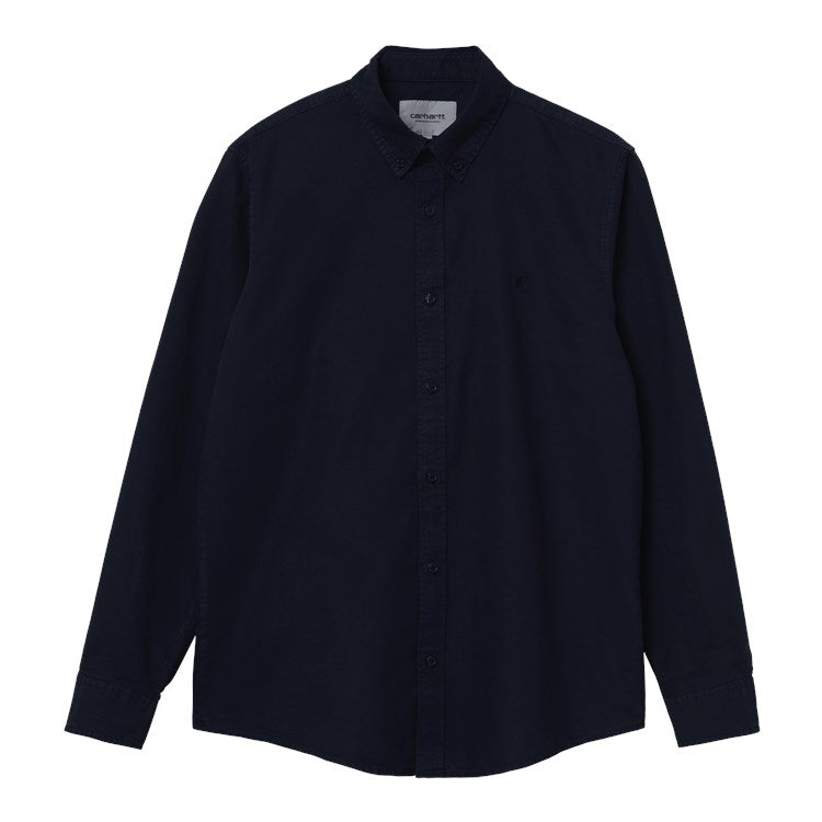 Carhartt L/S Bolton Shirt - Dark Navy Garment Dyed - Stencil