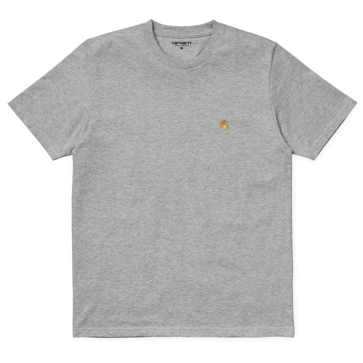 Carhartt S/S Chase T-Shirt - Grey Heather / Gold - Stencil