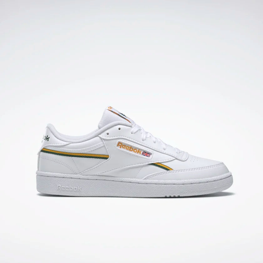 Reebok Club C 85 Vegan - Cloud White / Collegiate Gold / Dark Green - Stencil
