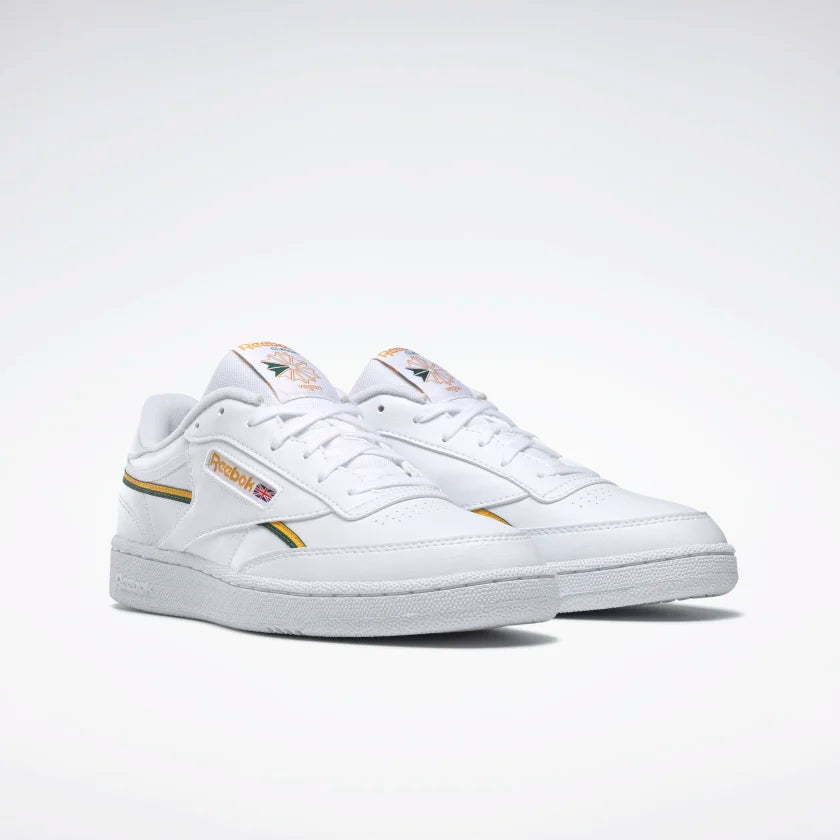 Reebok Club C 85 Vegan - Cloud White / Collegiate Gold / Dark Green - Stencil