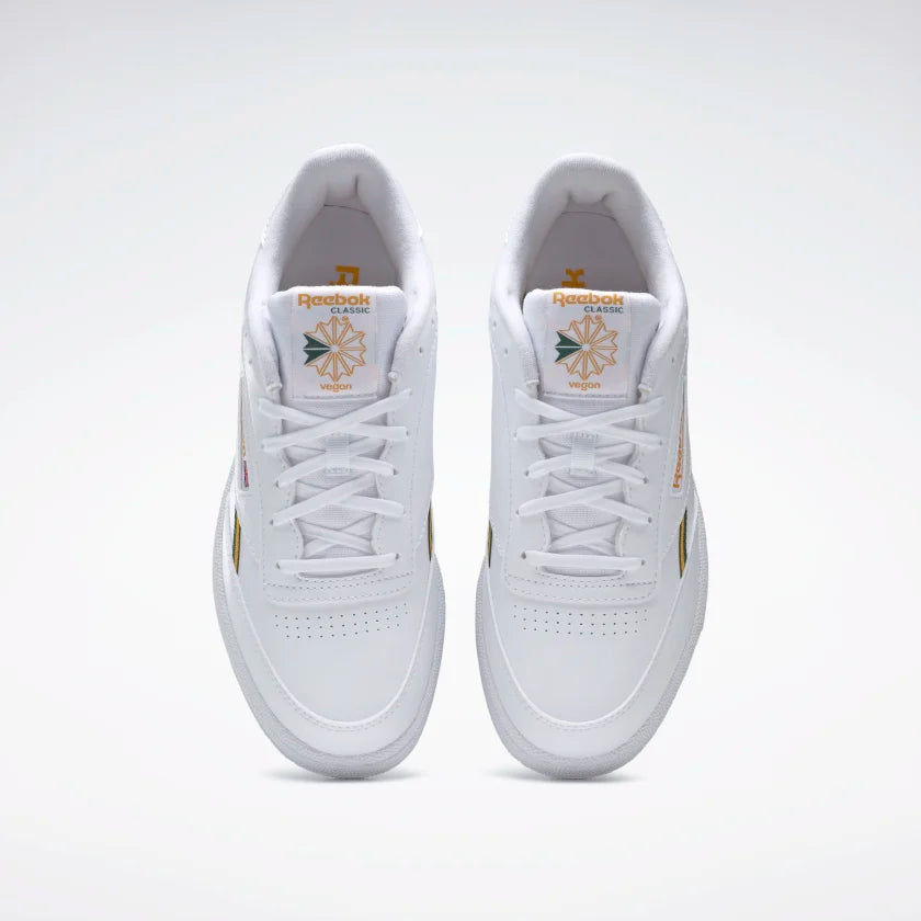 Reebok Club C 85 Vegan - Cloud White / Collegiate Gold / Dark Green - Stencil