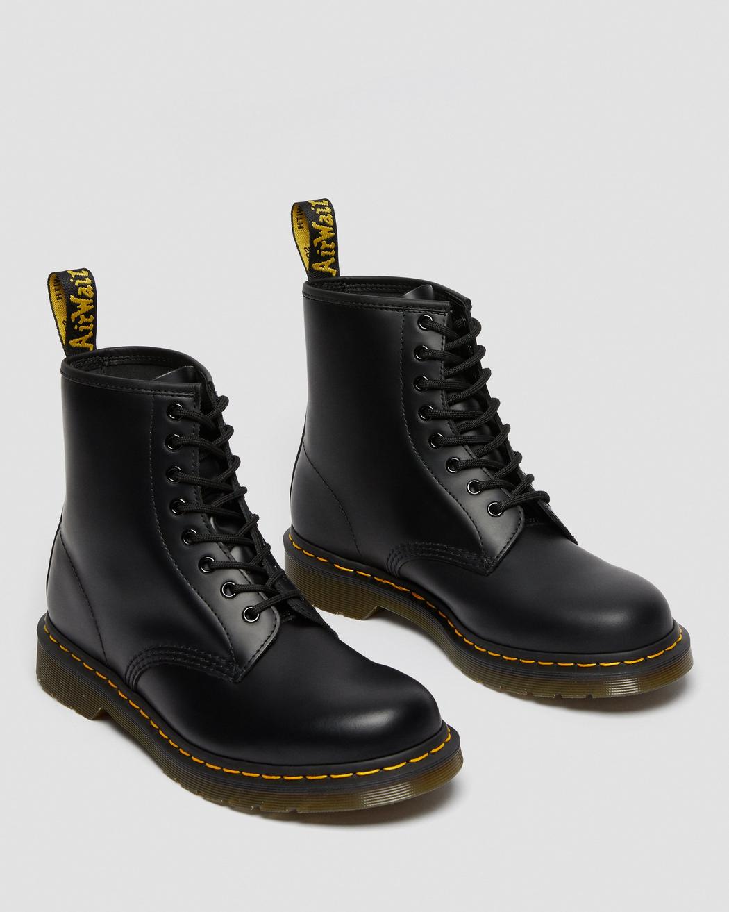 Dr Martens 1460 Smooth Leather Lace Up Boot Black - Stencil