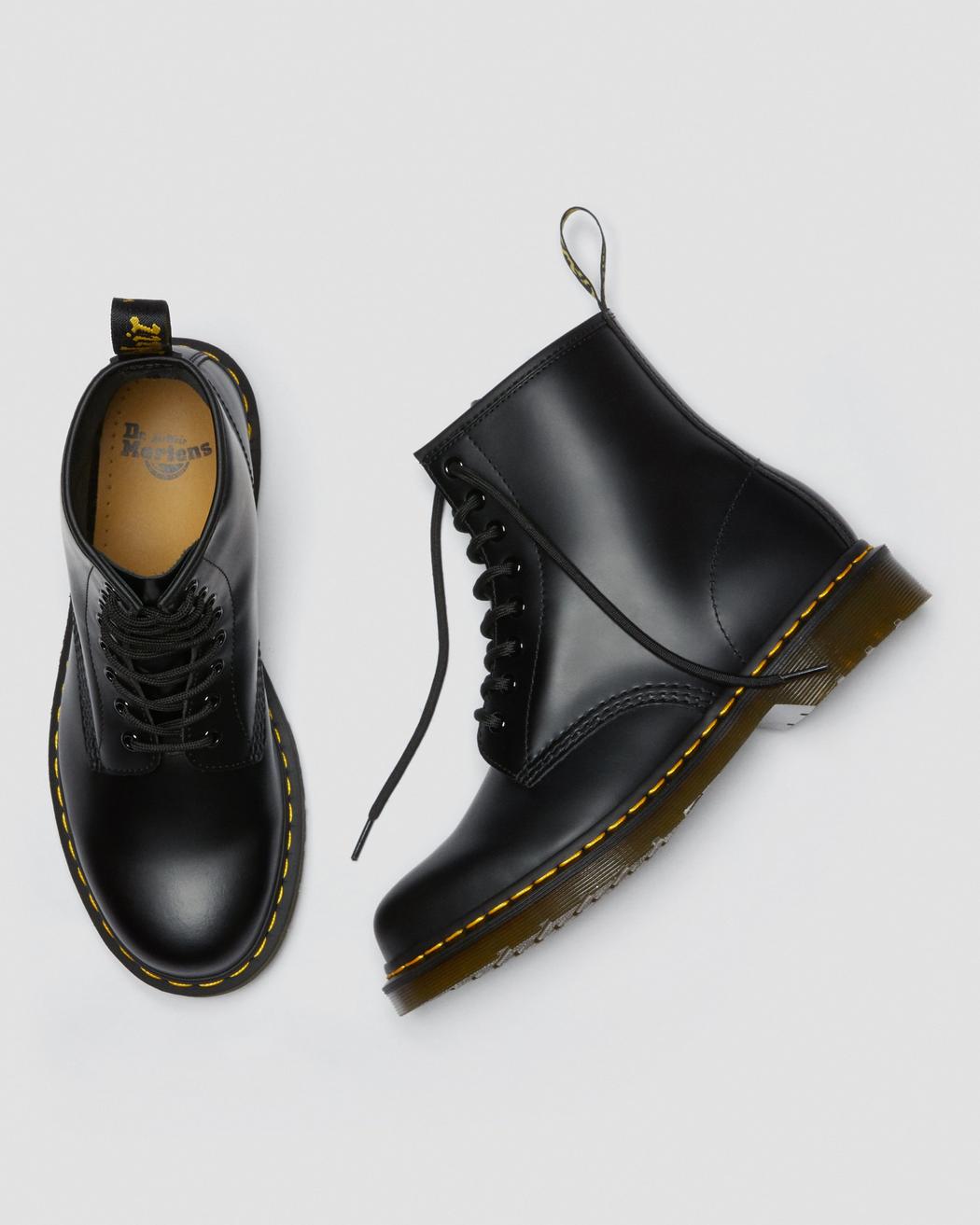Dr Martens 1460 Smooth Leather Lace Up Boot Black - Stencil