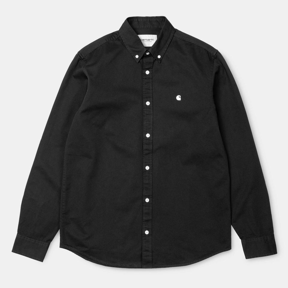 Carhartt L/S Madison Shirt Black/White - Stencil