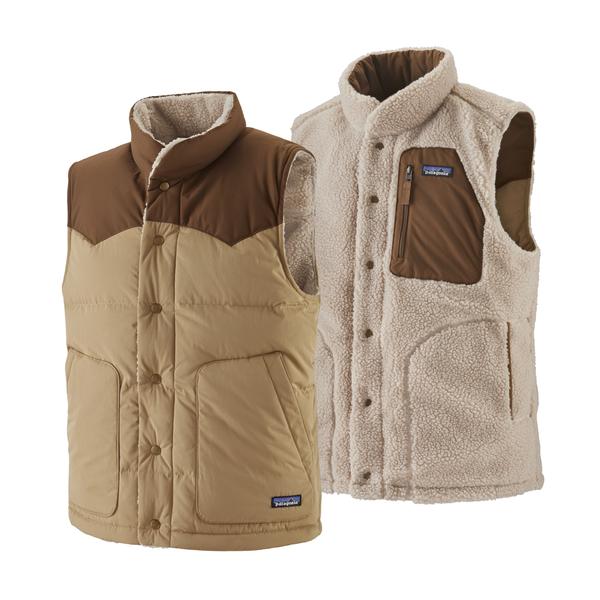 Patagonia Men's Reversible Bivy Down Vest - Classic Tan - Stencil