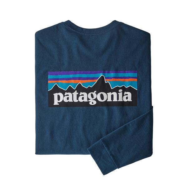 Patagonia Mens L/S P6 Logo Responsibili Tee Crater Blue