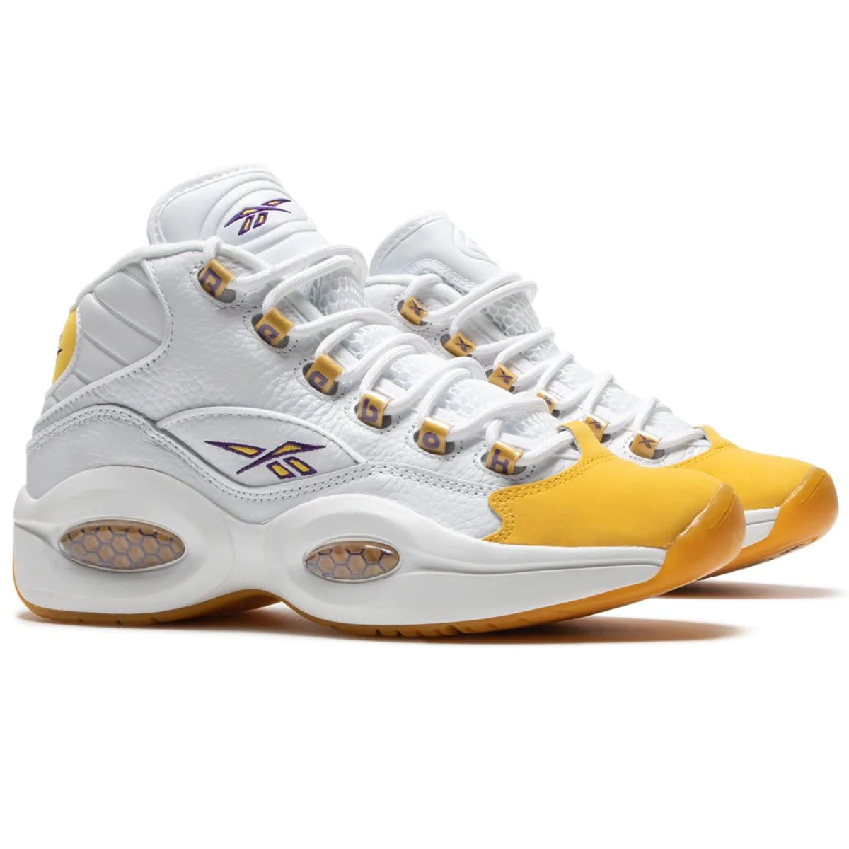 Reebok Question Mid - White / Yellow Thread / Ultraviolet - Stencil