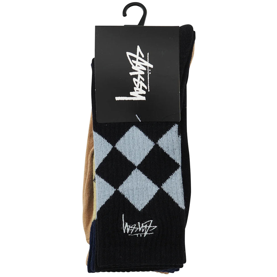 Stussy Mens Argyle Sock 3 Pack - Multi ST721023