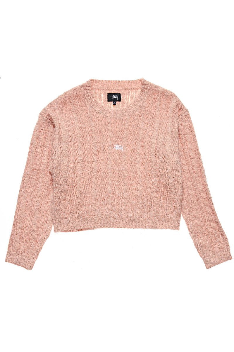 Stussy Pearl Cable Knit Sweater Pink