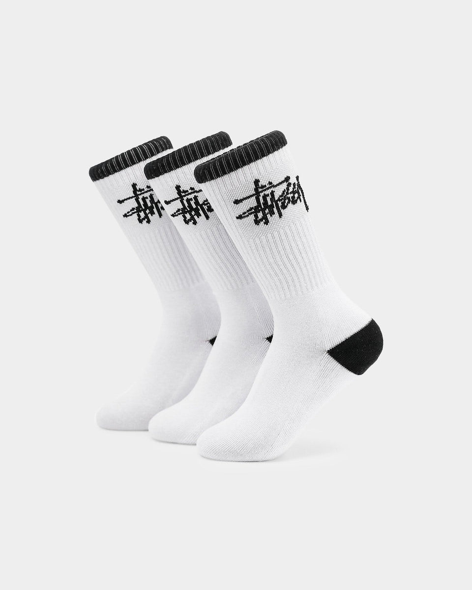 Stussy Graffiti Crew Socks 3PK White/Black ST791023