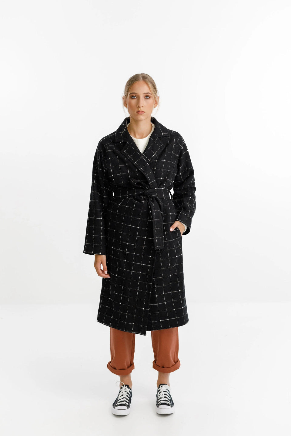 Thing Thing Clement Coat Black White Grid