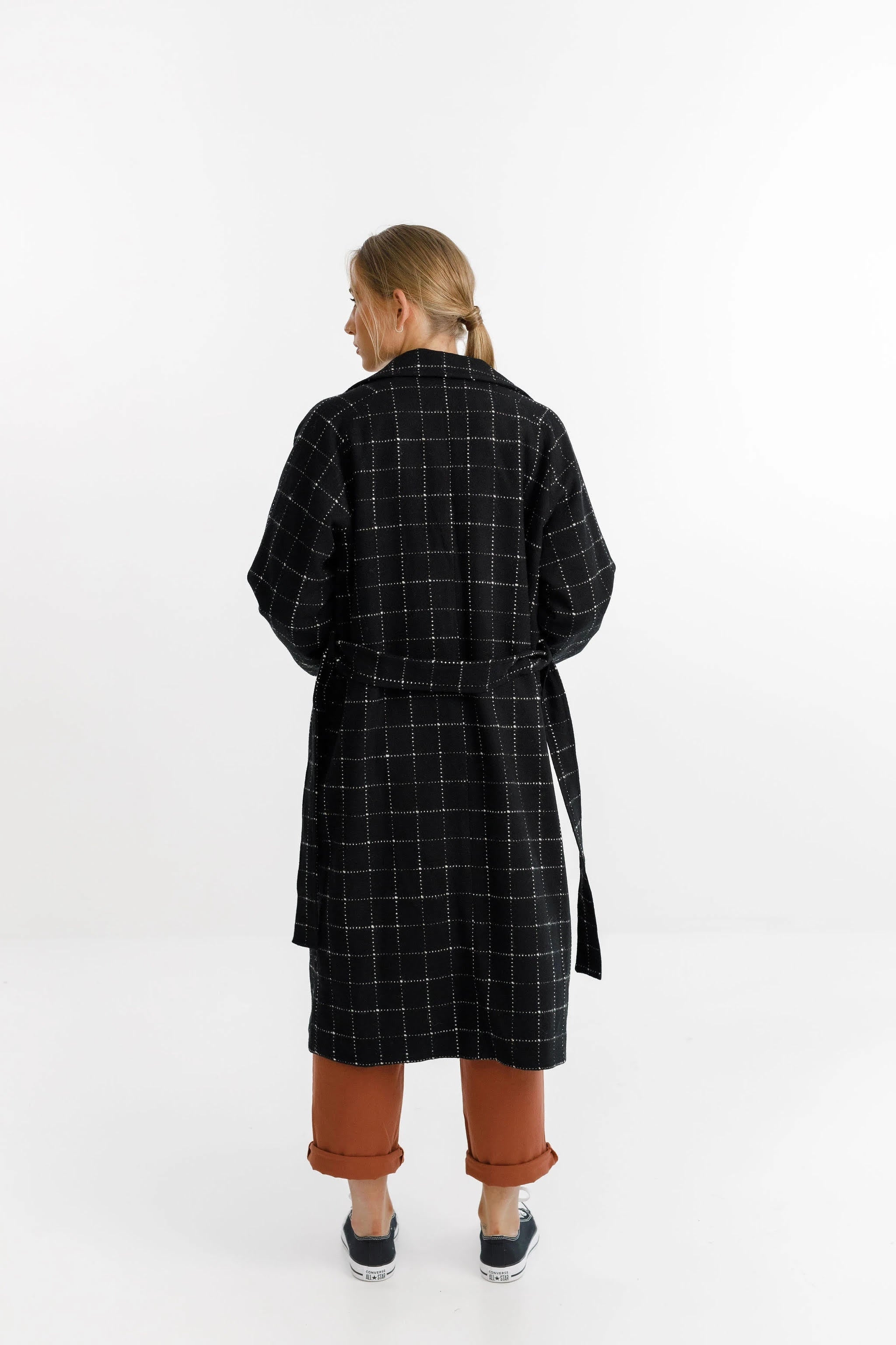 Thing Thing Clement Coat Black White Grid - Stencil