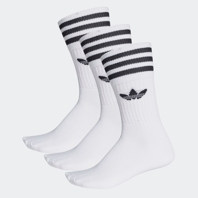 Adidas Solid Crew Socks 3pk White/ Black - Stencil